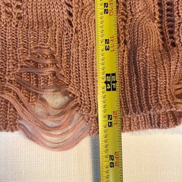 POL Women's Large Oversized Sweater Double V Neck Boxy Distressed Detail Pink - Picture 11 of 13